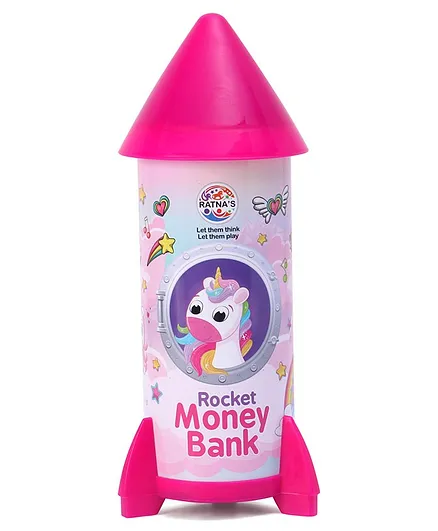 Ratnas Money Bank Rocket Shape - Pink