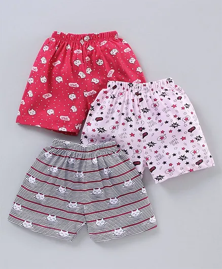 Simply Mid Thigh Length Printed Shorts Pack of 3 - Multicolor