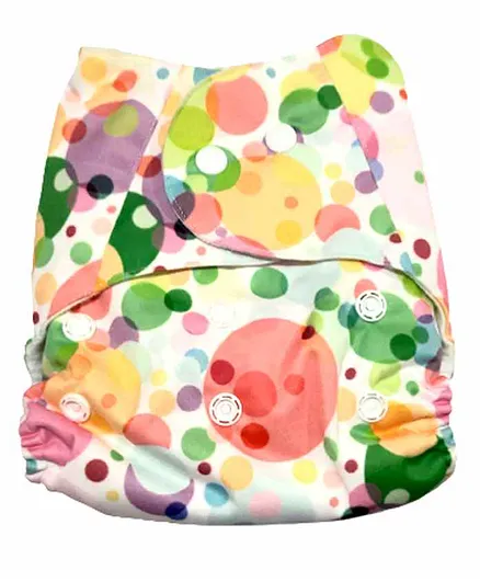The Mom Store Bubbles Printed Reusable Cloth Diaper With Insert - Multicolor