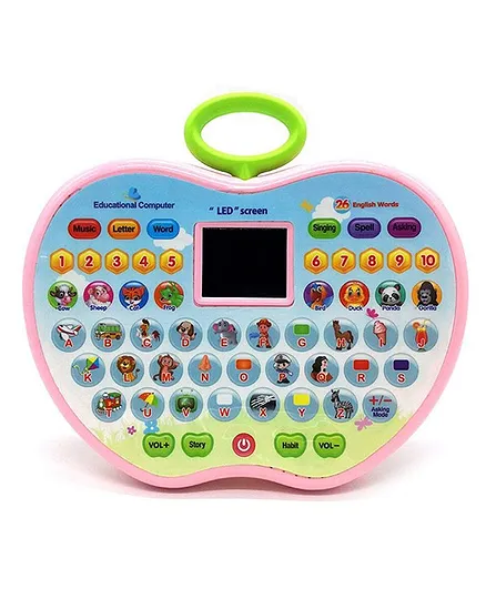VGRASSP Apple Shaped Educational Laptop Toy - Multicolor