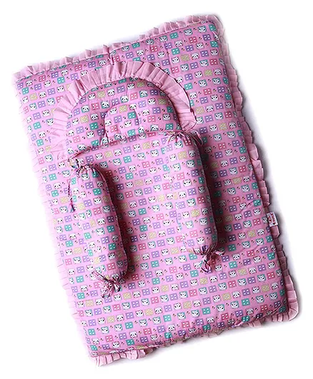 Enfance Nursery  Kitty Print Baby Gadda Set Pack of 4 - Pink