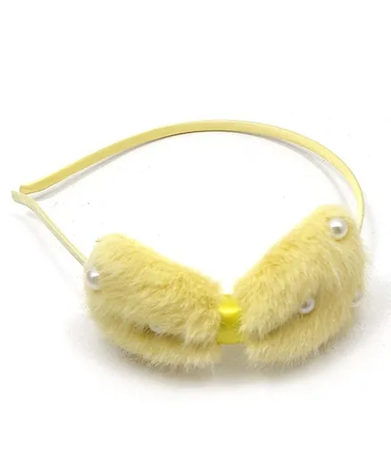 Kid-O-World Faux Fur Pearl Hair Band - Yellow