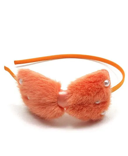 Kid-O-World Faux Fur Pearl Hair Band - Orange