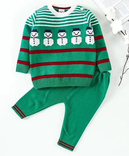 Babyhug Full Sleeves Sweater Set - Green