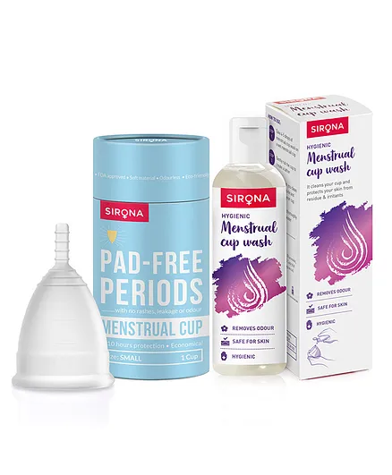 Sirona Reusable Small Menstrual Cup with Menstrual Wash - 100 ml