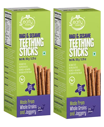 Early Foods Combo of Ragi & Sesame Jaggery Teething Sticks - Pack of 2 - 150 gm Each