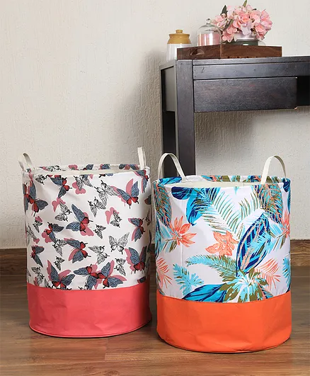 My Gift Booth Laundry Basket Butterfly Print Set of 2 - Pink 