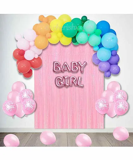 CherishX Welcome Baby Girl Decoration Kit Multicolour - 54 Pieces