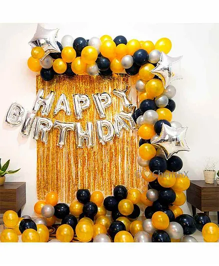 CherishX Happy Birthday Decoration Kit Yellow Black - 80 Pieces