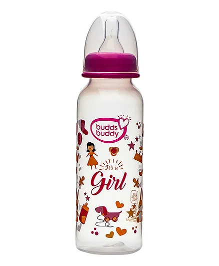 Buddsbuddy Regular Neck Feeding Bottle Pink - 250 ml