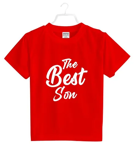 BRATMA Half Sleeves The Best Son Print Tee - Red