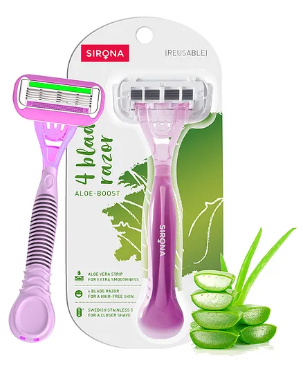 Sirona Aloe Boost 4 Blade Reusable Hair Removal Razor - Purple