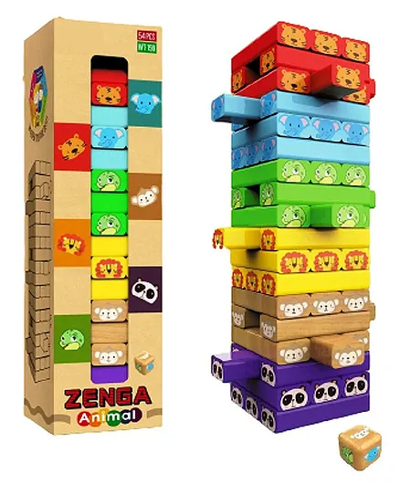 Yamama Classic Animal Wooden Blocks Game Multicolor - 54 Pieces