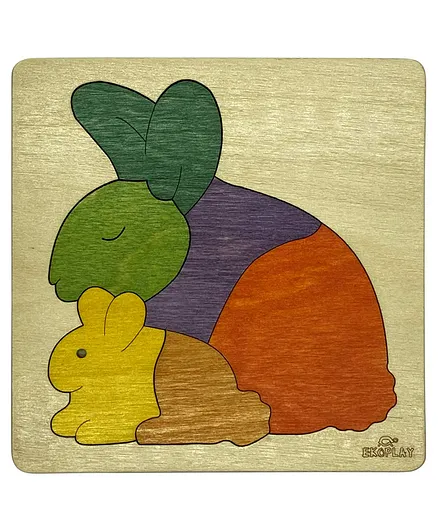 Ekoplay  Rainbow Rabbit Wooden Puzzle Multicolor - 6 Pieces