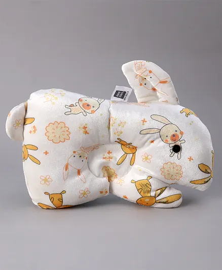 Mee Mee Breathable Baby Pillow with Head Support White Orange (Print May Vary)
