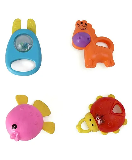 Bliss Kids Animal Shaped Rattles Pack of 4 (Assorted Colors)