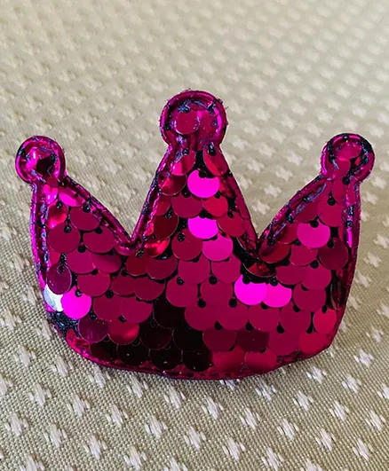 Flying Lollipop Sequin Embellished Princess Crown  Hair Clip - Dark Pink