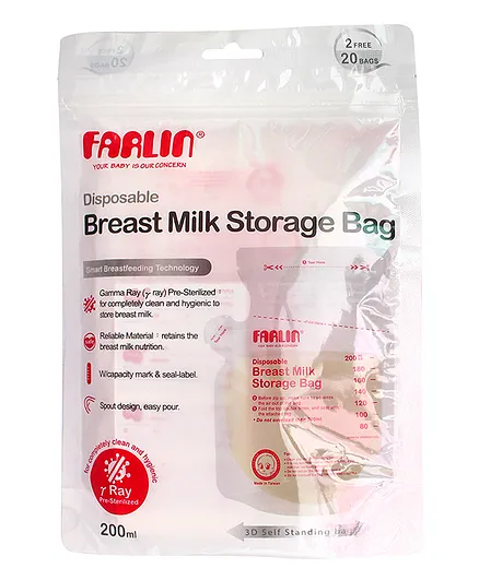 Farlin Disposable Breast Milk Storage Bag Pack of 22 - 200 ml each
