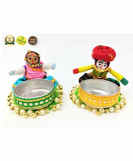 A&A Kreative Box Pretend Play King and Queen Puppet Shaped Candle Holder Set of 2 - Multicolor