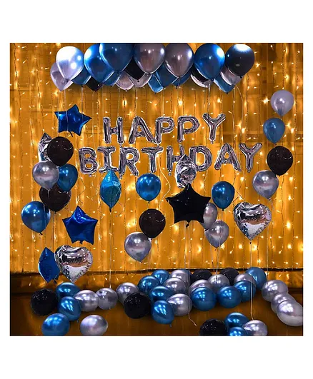 Party Propz Happy Birthday Balloons Decoration Combo - Pack Of 62