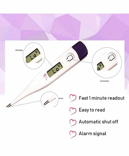MCP Digital Thermometer with One Touch Operation - White