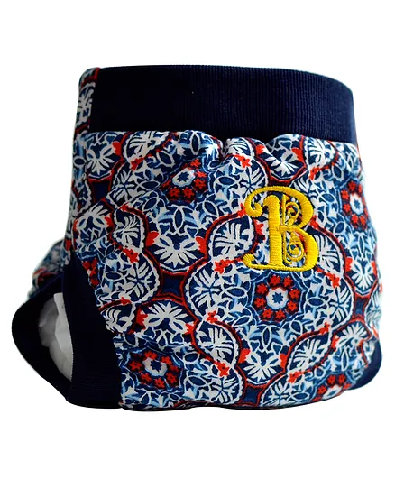  Bdiapers Washable & Reusable Hybrid  Medium Cloth Diaper Cover With Waterproof Pouch Fireworks - Navy