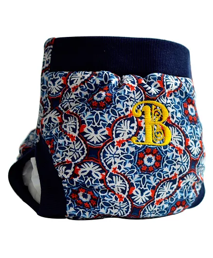  Bdiapers Washable & Reusable  Large Hybrid Cloth Diaper Cover  With Waterproof Pouch Fireworks - Navy