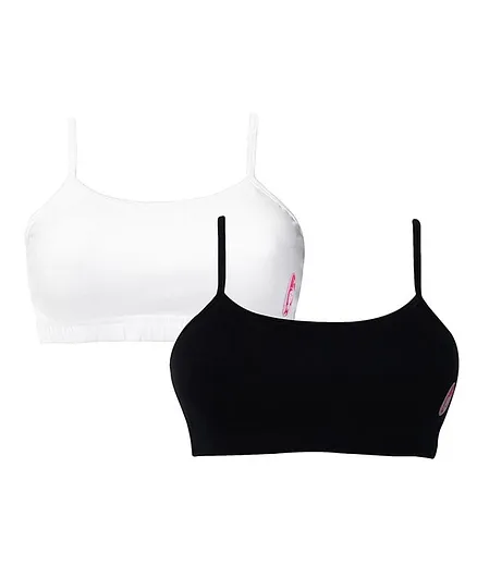 D'chica Pack of 2 Beginners Non Padded Non Wired Bra - Black and White