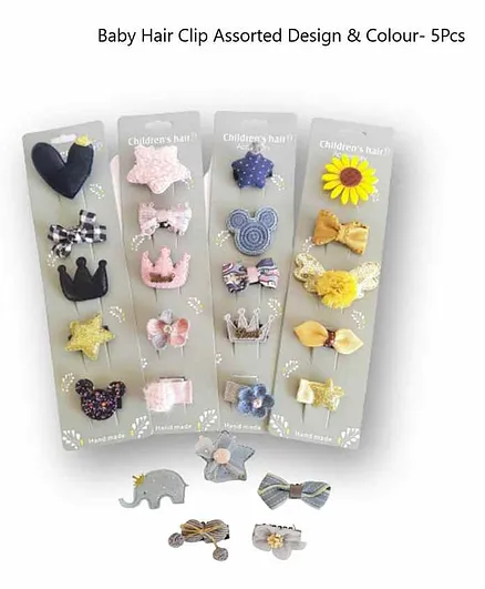 MOMISY Hair Clip Set of 5 - Multicolour (Design May Vary) for Girls (3-6  Years) Online in India, Buy at  - 9396882