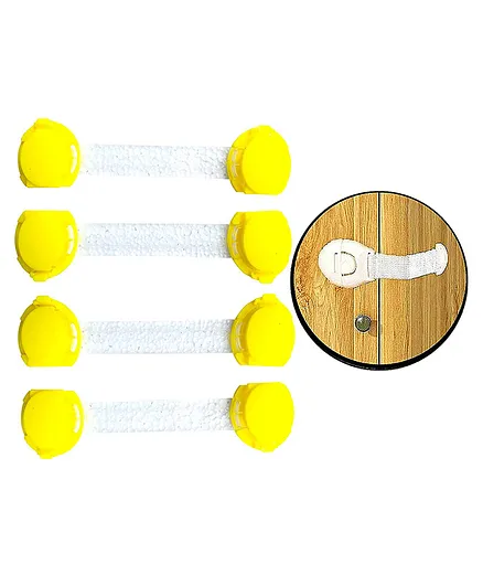 THE LITTLE LOOKERS Multipurpose Safety Lock for Doors, Cabinet, Fridge, Drawer Yellow - Pack of 4