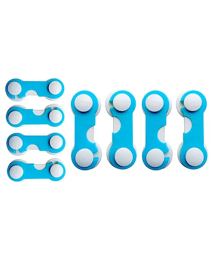 THE LITTLE LOOKERS Multipurpose  Safety Lock for Doors, Cabinet, Fridge, Drawer Blue-  Pack of 8