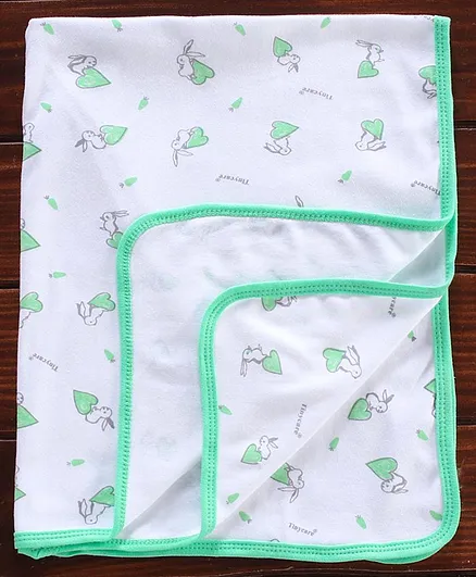 Tinycare Baby Towel with Rabbit Print - Green