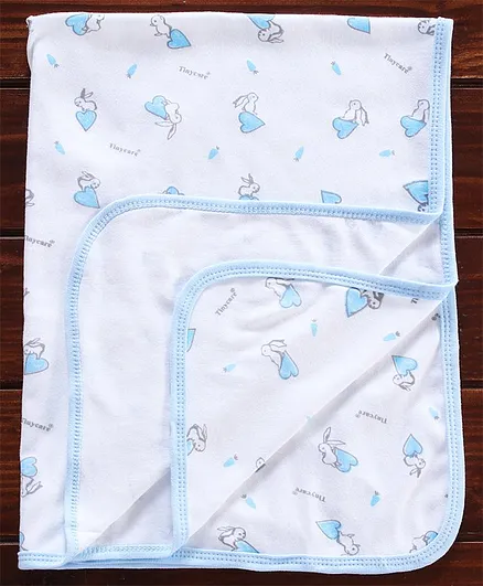 Tinycare Baby Towel with Rabbit Print - Blue