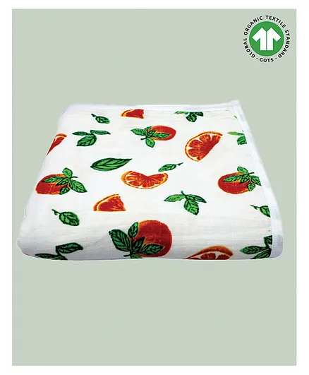 Theoni 100% Organic Muslin Reversible Printed Blanket - Multicolour