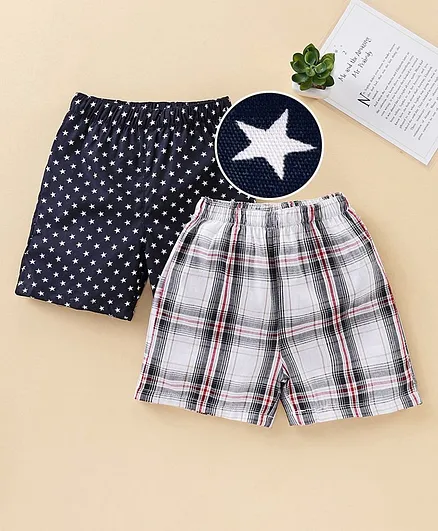 Babyhug 100% Cotton Boxers Pack of 2 - Navy Blue White