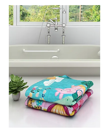 Athom Trendz Peppa Pig & Masha and The Bear Kids Bath Towel Pack of 2 - Multicolour