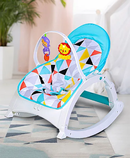 Baby Moo Portable Rocker With Overhead Toy Arch  - Blue