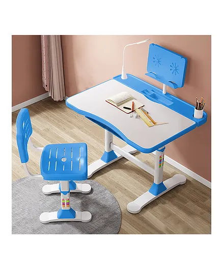 StarAndDaisy Kids Study Table & Chair Set With Lamp - Blue