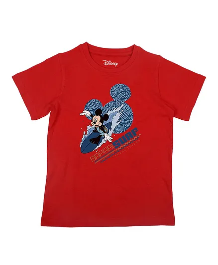 Disney By Crossroads Half Sleeves Mickey Mouse Printed Tee - Red