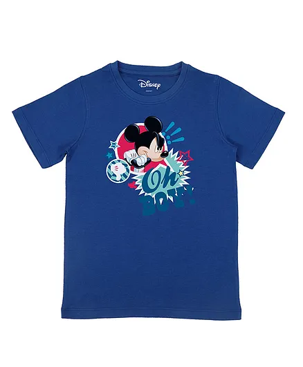 Disney By Crossroads Half Sleeves Mickey Mouse Printed Tee - Royal Blue