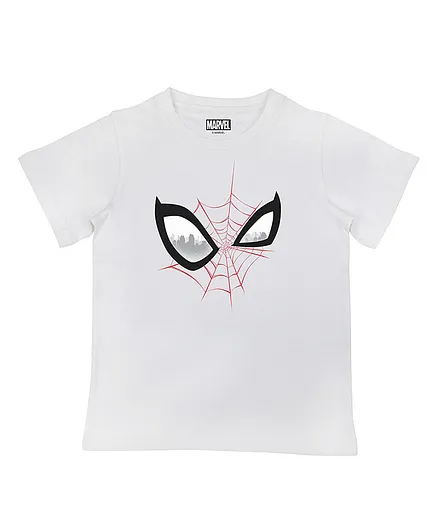 Marvel By Crossroads Marvel Spiderman Character Print Half Sleeves Tee - White