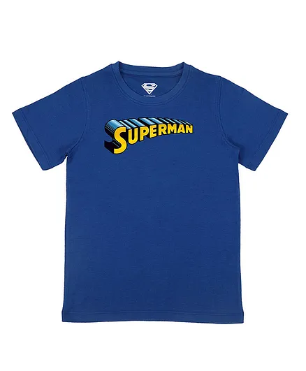 Superman By Crossroads Half Sleeves Superman Character Print T-shirt - Royal Blue