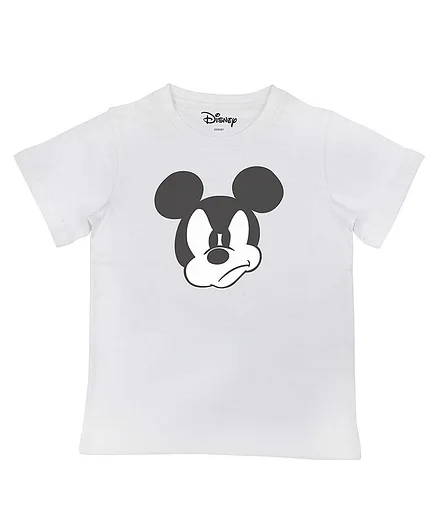 Disney By Crossroads Half Sleeves Mickey Mouse Print Tee - White