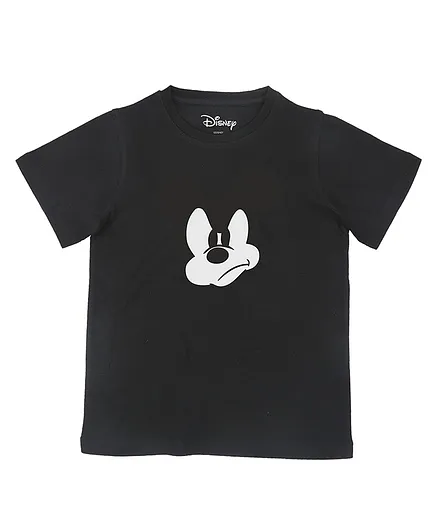 Disney By Crossroads Half Sleeves Mickey Mouse Print Tee - Black