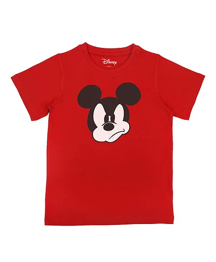 Disney By Crossroads Half Sleeves Mickey Mouse Print Tee - Red