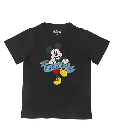 Disney By Crossroads Mickey Mouse Print Half Sleeves Tee - Black