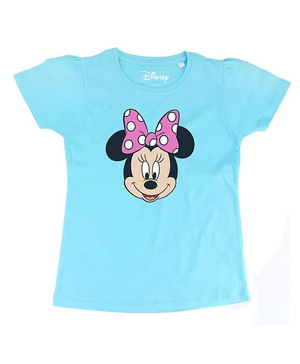 Disney By Crossroads Short Sleeves Minnie Print Tee - Sky Blue