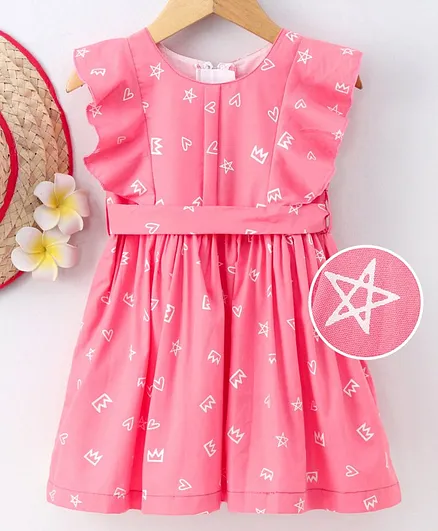 Rassha Star Print Sleeveless Dress - Pink