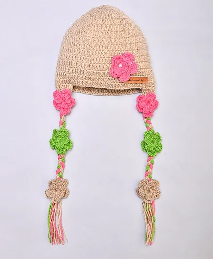 The Original Knit Floral Design Cap - Beige