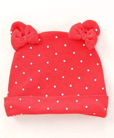 Babyhyg 100% Dot Printed Cotton Cap Red - Diameter 10 cm